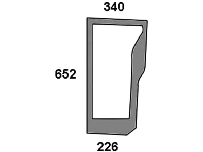 Frontscheibe grün, unten rechts, Siebdruck, geklebt, für Traktor Case IH JXU; Ford; New Holland T, TL, TLAA