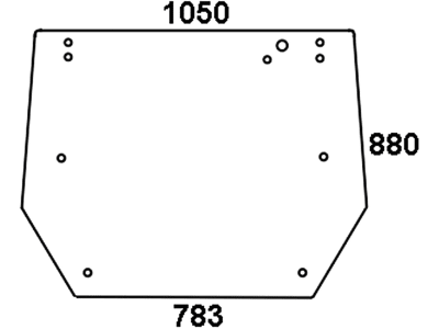 Heckscheibe, grün, 4-Loch-Befestigung, für Valtra A, 600, 700, 900, Kabine A; AN