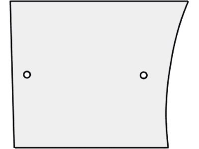Türscheibe, klar, unten links/rechts, Länge 372 mm; 446 mm, für John Deere 1000, 2000, Kabine MC-1; CC-2