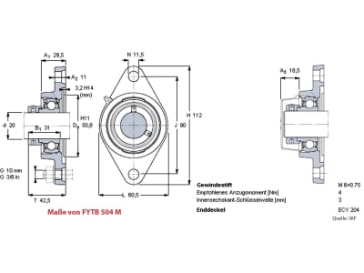 SKF Gußgehäuse oval, für Y-Lager 208