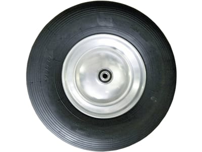 Knochenmuß Komplettrad 400x100, 4.80/4.00-8 Rille, Felge Stahlblech, silber lackiert Knochenmuß Komplettrad 400x100, 4.80/4.00-8 Rille, Felge Stahlblech, silber lackiert