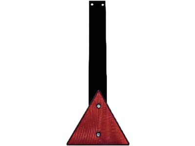 Rückstrahler dreieckig, rot, Höhe 214 mm, mit Pendel aus Kunststoff Rückstrahler dreieckig, rot, Höhe 214 mm, mit Pendel aus Kunststoff