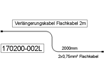 Verlängerungskabel 12 V, 2 x 0,75 mm², Länge Kabel 2 m, für Einfunktionsleuchten