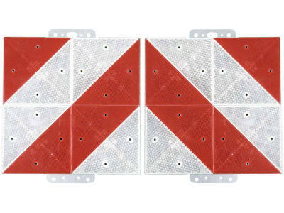 Warntafel links/rechts 285 x 285 mm rot; weiß, reflektierend, Kunststoff; Stahl, verzinkt Warntafel links/rechts 285 x 285 mm rot; weiß, reflektierend, Kunststoff; Stahl, verzinkt