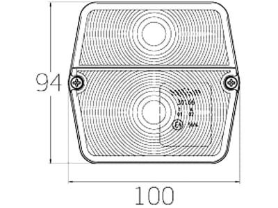 Lichtscheibe eckig, 100 x 94 mm, für Blink-Positionsleuchte "ROM II"  (Best. Nr. 11574555, 11574556)