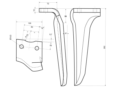 Kreiseleggenzinken links/rechts 100 x 262 x 12 mm, Bohrung 14,5 mm, geschraubt für Howard Kreiseleggenzinken links/rechts 100 x 262 x 12 mm, Bohrung 14,5 mm, geschraubt für Howard