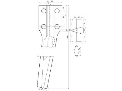 Kreiseleggenzinken links/rechts 65 x 325 x 12 mm, Bohrung 13 mm, geschraubt für Cam, Eberhardt, Frost Kreiseleggenzinken links/rechts 65 x 325 x 12 mm, Bohrung 13 mm, geschraubt für Cam, Eberhardt, Frost