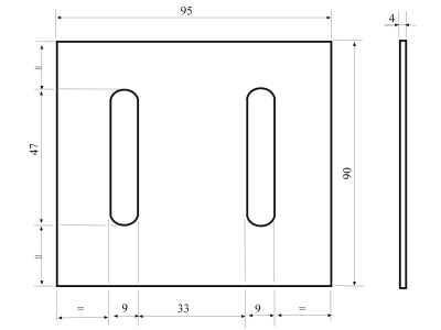 Abstreifer 90 x 95 x 4 mm, Bohrung L x B: 42 x 8,5 mm für Maschio Zahnpackerwalzen Abstreifer 90 x 95 x 4 mm, Bohrung L x B: 42 x 8,5 mm für Maschio Zahnpackerwalzen