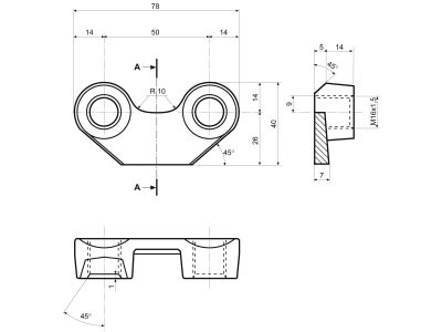 Bügelmutter M 16 x 1,5 Abstand Bohrungen 50 mm, für Maschio Kreiselegge DC, DL, DS Bügelmutter M 16 x 1,5 Abstand Bohrungen 50 mm, für Maschio Kreiselegge DC, DL, DS