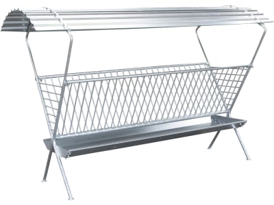 KERBL Heuraufe 300 x 195 x 130 cm mit Dach, Metall feuerverzinkt, für Kälber, Schafe, Ziegen und Wild, kleine Ballen und loses Heu, 291298