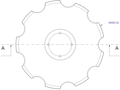 Eggenscheibe 460 x 4 mm, LK 120 mm, gewölbt, gezahnt, für Amazone Scheibenegge Catros