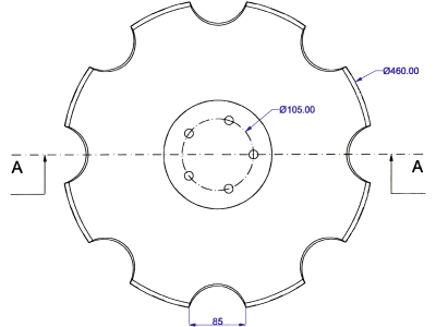 Eggenscheibe 460 x 6 mm, LK 105 mm, gewölbt, gezahnt, für Horsch Scheibenegge Joker Eggenscheibe 460 x 6 mm, LK 105 mm, gewölbt, gezahnt, für Horsch Scheibenegge Joker