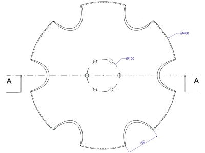 Eggenscheibe 460 x 5 mm, LK 100 mm, gewölbt, gezahnt, für Lemken Grubber Kristall, Karat