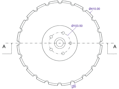 Säscheibe, 410 x 4,5 mm gezahnt, Bohrung rund, Väderstad: Sämaschine Rapid