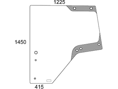 Türscheibe, grün, links, Bohrungen 8, Panorama, Siebdruck, für John Deere 6000 Türscheibe, grün, links, Bohrungen 8, Panorama, Siebdruck, für John Deere 6000