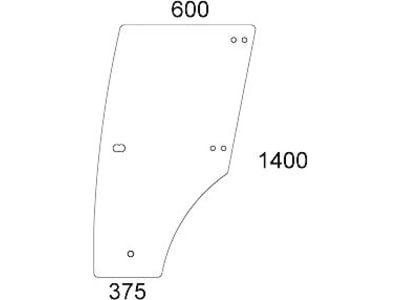 Türscheibe, grün, links, für John Deere 5000, Kabine Lochmann LX 036731/036420; F (LX 036731/ 036420); V (LX 036731/ 036420)