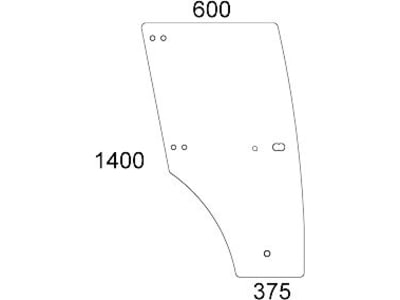 Türscheibe, grün, rechts, für John Deere 5000, Kabine Lochmann LX 036731/036420; F (LX 036731/ 036420); V (LX 036731/ 036420)