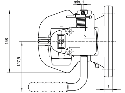 Rockinger Zugmaul "RO865B", automatisch mit Sicherheitssensor und Flansch, Ø Bolzen 38 mm, für Traktor