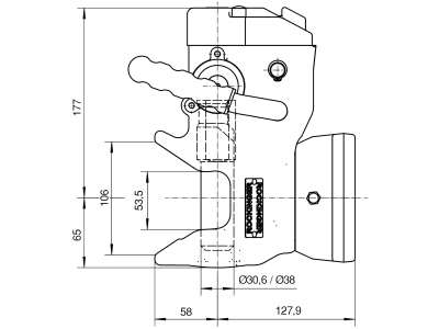 Rockinger Zugmaul "RO865B", automatisch mit Sicherheitssensor und Flansch, Ø Bolzen 38 mm, für Traktor Rockinger Zugmaul "RO865B", automatisch mit Sicherheitssensor und Flansch, Ø Bolzen 38 mm, für Traktor