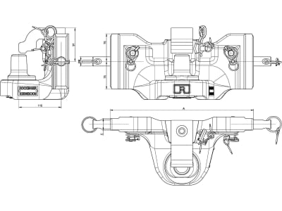 Rockinger Pitoneinsatz "RO820A", manuell mit Fahrstuhllager, 330/25/32 mm, schwarz, für Traktor mit Anhängebock, RO820A3040C