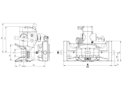 Rockinger Zugmaul "RO873D", automatisch mit tieferen Maulgrund und Adapterplatte, 390/25/32 mm, Ø Bolzen 36 mm, schwarz, für Traktor mit Anhängebock, RO873D90301