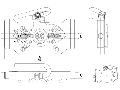 Rockinger Adapterplatte "RO899G", höhenverstellbar, Stützlast 3.000/2.000 kg, 320/20/30 mm, für Original Sauermann Anhängeböcke, RO899G2070C