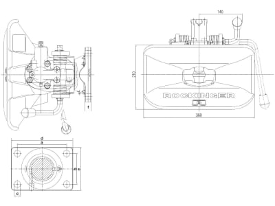 Rockinger Zugmaul "RO841B" automatisch mit Flansch, B x H 120 × 55 mm, Ø Bolzen 38 mm, für landwirtschaftliche Anhänger und selbstfahrende Maschinen, RO841B30000