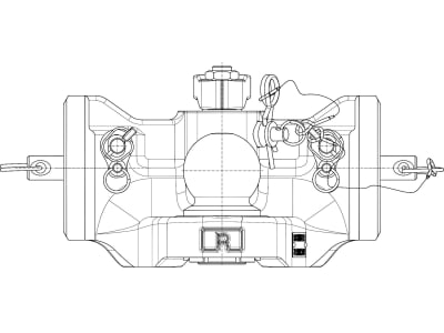 Rockinger Kugeleinsatz "RO825A" Fahrstuhllager und Kugel K80® mit Adapterplatte, 330/25/32 mm, John Deere grün, für Traktor mit Anhängebock, RO825A3044C