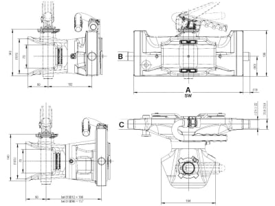 Rockinger Zugmaul "RO810D", mechanisch mit höhenverstellbarem Lager und Adapterplatte, 330/25/32 mm, Ø Bolzen 31,5 mm, John Deere grün, für Traktor mit Anhängebock, RO810D30046