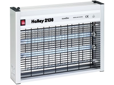 Halley Fliegenvernichter "2138" 2 x 15 W, blau, max. 150 m², Aluminiumgehäuse, IP 44, 299804 Halley Fliegenvernichter "2138" 2 x 15 W, blau, max. 150 m², Aluminiumgehäuse, IP 44, 299804