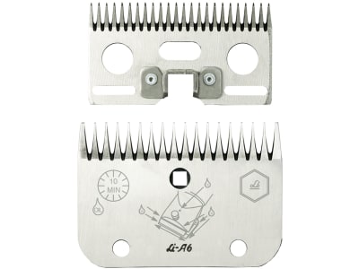 Lister Schermessersatz "LI A 6" Ober-/Untermesser mit 24/18 Zähnen, Scherkopf I, II, für Rinder, 15-0201000 Lister Schermessersatz "LI A 6" Ober-/Untermesser mit 24/18 Zähnen, Scherkopf I, II, für Rinder, 15-0201000