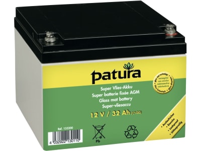 Patura Akku "Super-Vlies" 12 V/32 Ah, für 9 V-Weidezaungeräte, die auch 12 V können, 133200