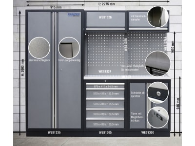KUNZER Werkstattschrank "1" 2.000 x 2.275 mm mit Edelstahl-Arbeitsplatte, WESS1 KUNZER Werkstattschrank "1" 2.000 x 2.275 mm mit Edelstahl-Arbeitsplatte, WESS1
