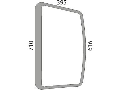 Seitenscheibe, grün, links, geklebt, Siebdruck, für Deutz-Fahr, Hürlimann, Lamborghini, Same