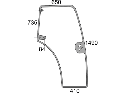Türscheibe grün, rechts, für Case IH JX-C, Ford New Holland TN, 400er, Steyr Kompakt