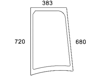 Seitenscheibe, grün, links, Siebdruck, für Case IH JXC, Ford New Holland TNDA, TNSA, TN, Steyr Kompakt, Kabine 4000; JX-C; Kompakt; TN