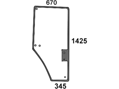 Türscheibe, grün, rechts, Siebdruck für John Deere 7600, 7610, 7700, 7710, 7800, 7810