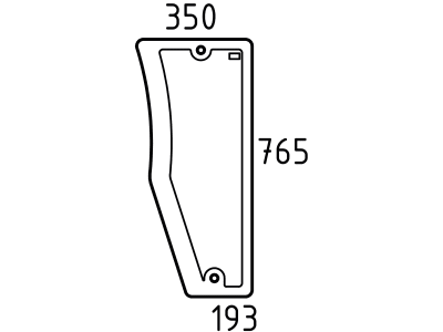 Frontscheibe, grün, unten links, Siebdruck, für John Deere 5215, 5315, 5415, 5515, Kabine Lochmann 5015 LX 042117