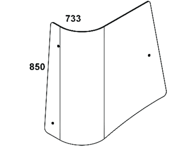 Eckscheibe grün, rechts, für John Deere 5000, 6000