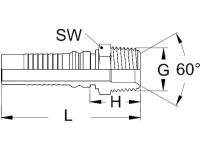Außengewindenippel "AGR-K", NW DN 6 - 1/4", 1/4"-19, Aussenkung 60°