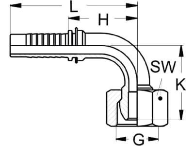 Dichtkegelnippel "DKL" 90 °, leicht, NW DN 12 - 1/2", M 22 x 1,5, RA 15, Aussenkung 24°/60°, Überwurfmutter