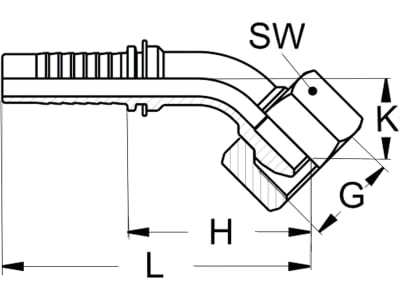 Dichtkegelnippel "DKL" 45 °, leicht, NW DN 8 - 5/16", M 16 x 1,5, RA 10, Aussenkung 24°/60°, Überwurfmutter