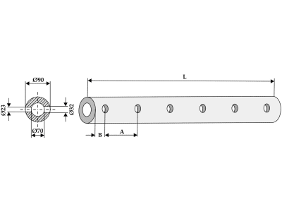 Industriehof® Zinkenträgerrohr 70 x 90 mm für Frontladerzinken, verstärkt, 1.200 mm, 6 Zinken, 18200-12