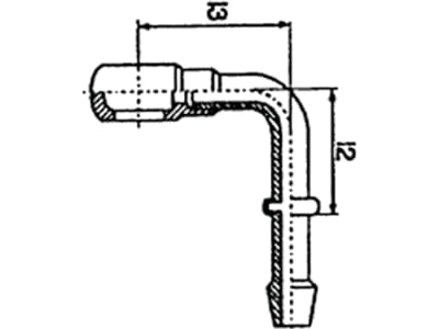 Rohrbogen "RB-hoch" mit Ringstück hoch, 90 °, NW 2, Ø Ring 8 mm