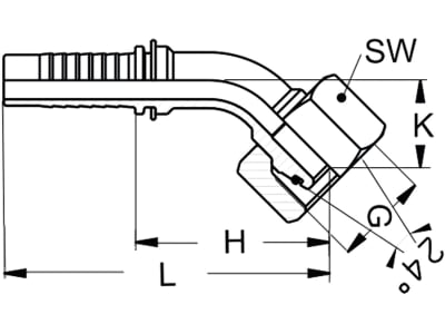 Dichtkegelnippel "DKOL" 45 °, leicht, NW DN 12 - 1/2", M 22 x 1,5, RA 15, Aussenkung 24°, O-Ring und Überwurfmutter