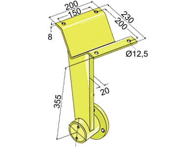 Industriehof® Scheibenhalter hinten, verstärkt für Rahmen 80 x 80 mm, Lochkreis 115 mm, Bohrungen 4 x 12,5 mm, 31-0501.2