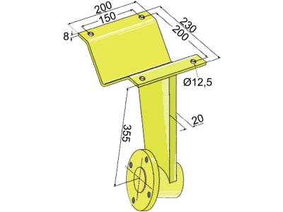 Industriehof® Scheibenhalter vorn, verstärkt für Rahmen 80 x 80 mm, Lochkreis 115 mm, Bohrungen 4 x 12,5 mm, 31-0500.2