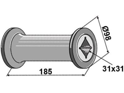 Industriehof® Zwischenstück, Länge 185 mm, Ø außen 98 mm, für universal 28 x 28/30 x 30 Vierkantwellen, Scheiben Ø 510 mm, 31-0002 Industriehof® Zwischenstück, Länge 185 mm, Ø außen 98 mm, für universal 28 x 28/30 x 30 Vierkantwellen, Scheiben Ø 510 mm, 31-0002