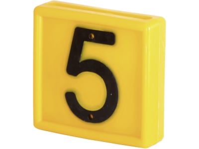 KERBL Halsbandnummer Ziffer 5, Kunststoff gelb für Halsmarkierungsbänder bis 4 cm Breite, 1 St., 208485