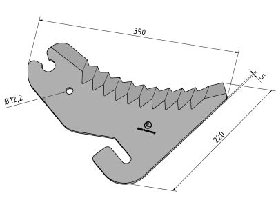 MWS Messer 350 x 220 x 5 mm für Welger Rundballenpressen, 30-0350-64-01-2